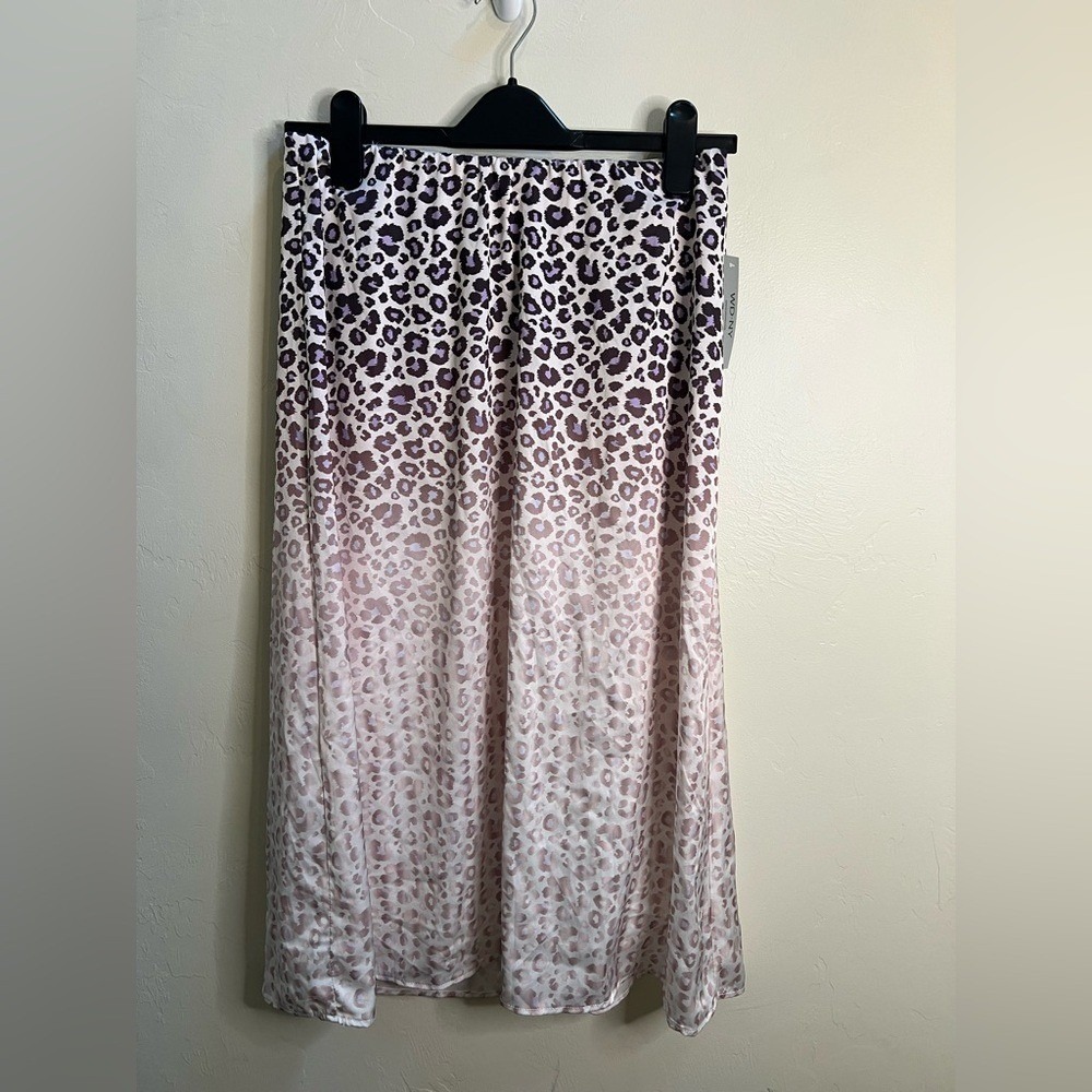 WD.NY Purple and Cream Leopard Midi y2k Skirt